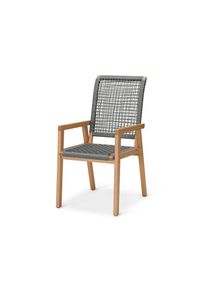 Tchibo - Hochlehner mit Textilgeflecht - 53x71x104cm - hellgrau - Eukalyptusholz / Polypropylen