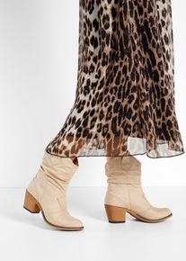 bonprix Cowboy-Boots mit Raffung, beige, Gr.37, L&auml;ssige Cowboy Stiefelette mit Raffung