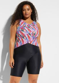 bonprix Femei Costum de baie cu pantaloni scurți cu efect de modelare ușor, negru, 46