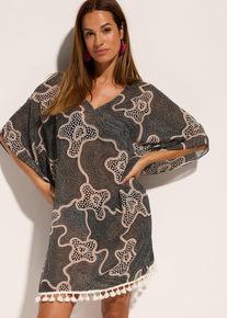 bonprix Prześwitująca tunika plażowa, czarny, 36/38