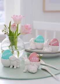 Lot de 4 coquetiers - blanc - taille 5,5x8 cm - bonprix