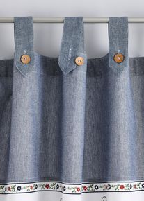 Rideau panneau en coton avec embrasse (1 pce) - bleu - taille 125x110 cm - 100% coton - bonprix