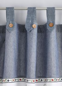 Rideau panneau en coton avec embrasse (1 pce) - bleu - taille 175x110 cm - 100% coton - bonprix