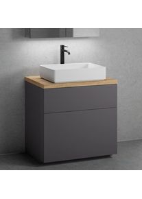 neoro n50 Meuble bas l : 80 cm, 2 tiroirs, lavabo l : 58 cm blanc mat,, BN0065WM+BN0442GR+BN0402W1,