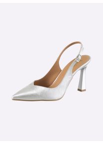 Heine Dames Slingpumps in zilverkleur ,maat 35, Witt, 100% Kunststof