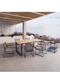 Gartentisch Ruby Teakfarben Dunkelgrau ca. 210x75x100cm