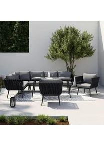 Dining-Loungeset Mila Dunkelgr Outdoorstoff/Metall