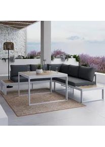Dining-Loungeset Veneya Grau Outdoorstof/Metall/Polywood