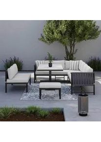 Dining-Loungeset Polly Hellgrau Outdoorstoff/Metall