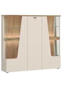 Vitrine 3-t&uuml;rig, Cut Out B: 150 cm,Kaschmir/Eichefarben