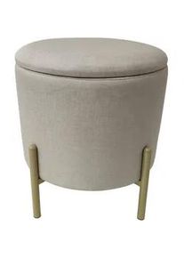 ECHTWERK Hocker Logan Creme Samt mit Stauraum
