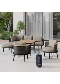 Dining-Loungeset Lissa Beige Outdoorstoff/Metall/Polywood