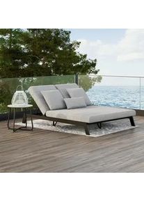 Gartenliege Nouri Hellgrau Metall/Textil