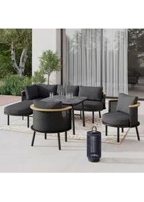 Dining-Loungeset Lissa Dunkelg Outdoorstoff/Metall/Polywood