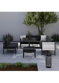 Dining-Loungeset Polly Schwarz Outdoorstoff/Metall