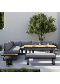 Dining-Loungeset Emma Dunkelg Outdoorstoff/Metall/Polywood