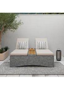 Gartenliege Monero Creme Holz/Metall/Kunststoff