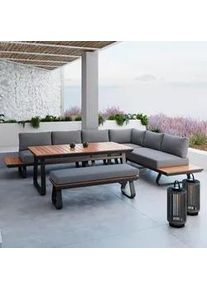 Dining-Loungeset Emma Grau Outdoorstoff/Polywood+Abd.