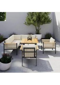 Dining-Loungeset Cassandra Hellbraun Holz/Aluminium