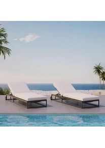 Gartenliege Berry Hellgrau Outdoorstoff/Metall