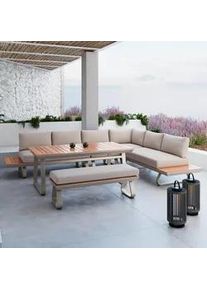 Dining-Loungeset Emma Creme Outdoorstoff/Polywood+Abd.