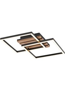 JUST LIGHT LED Deckenleuchte &raquo;AKUSTIKA&laquo; LED-Board 1 Stk. Warmwei&szlig; Eichenfurnier und schwarz, Rahmen drehbar