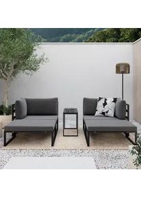Loungegarnitur Valentina Dunkelgrau Metall/Outdoorstoff
