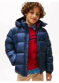 Steppjacke Tommy Hilfiger "ESSENTIAL DOWN JACKET", Jungen, Gr. 7 (122), blau (schwarz night navy), Web, Obermaterial: 100% Nylon. Futter: 100% Polyester. F&uuml;llung: 100% Daunen, unifarben, regular fit normal, Rundhals, eingesetzt elastischer Bund, Jacken Steppjacke, Kinder bis 16 Jahre