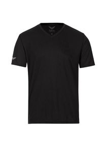 T-Shirt TRIGEMA "TRIGEMA V-Shirt COOLMAX", Damen, Gr. XL, schwarz, Trikot, 100% Polyester (recycelt), lang, V-Ausschnitt, Shirts T-Shirt