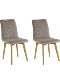 Esszimmerstuhl OTTO products "Alessja", grau (grau, eiche natur, grau), B:47cm H:94cm T:62cm, Holzwerkstoff, Massivholz, Polyester, St&uuml;hle, Esszimmerstuhl, Bezug aus Microfaser, Gestell aus Eiche Massivholz