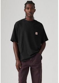 Levi's T-Shirt LEVI'S "Workwear Tee", Herren, Gr. XL, schwarz (meteorite), Jersey, Obermaterial: 100% Baumwolle, unifarben, oversize h&uuml;ftbedeckend, Rundhals, Shirts T-Shirt, mit aufgesetzter Tasche