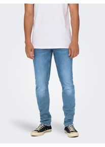 Only & Sons Regular-fit-Jeans ONLY & SONS "ONSWEFT REG 7900 EY BOX JEANS NOOS", Herren, Gr. 32, L&auml;nge 30, blau (light blau denim detail:tinted), Denim/Jeans, Obermaterial: 50% Baumwolle, 30% Polyester, 18% Viskose, 2% Elasthan, Abriebeffekte, regular fit lang, Jeans Regular-fit-Jeans, Baumwollmischung, regular fit