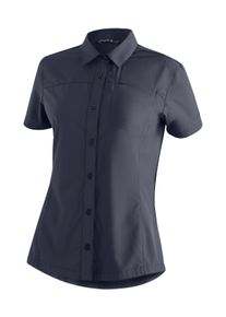 Funktionsbluse Maier Sports "Magos S/S W", Damen, Gr. 42, blau (dunkelblau), 94% Polyester, 6% Elasthan, Blusen Funktionsbluse, Damen Hemdbluse, atmungsaktives Freizeit-Hemd, Taillierter Schnitt