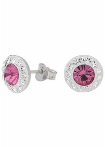Paar Ohrstecker Firetti "Schmuck Geschenk Silber 925 Ohrschmuck pink & wei&szlig;", bunt (silberfarben, rosa, rosa, wei&szlig;), Ohrringe, Damen, 9mm, Silber 925 (Sterlingsilber), Paar Ohrstecker, mit Kristallstein