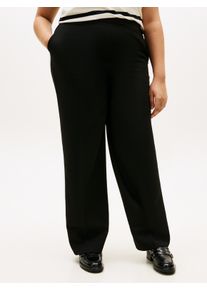 Anzughose Tommy Hilfiger Curve "CRV PUNTO GB STRAIGHT PANT", Damen, Gr. 50, N-Gr, schwarz, Web, Obermaterial: 68% Polyester, 28% Viskose, 4% Elasthan, unifarben, straight fit lang, Hosen Anzughose, in gro&szlig;en Gr&ouml;&szlig;en