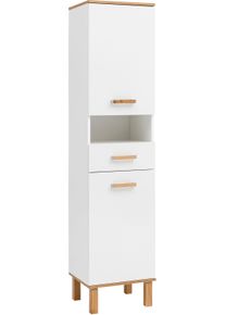 Hochschrank Schildmeyer "Padua", wei&szlig; (wei&szlig;, eichefarben landhaus), B:40,4cm H:178,5cm T:35cm, Holzwerkstoff, Schr&auml;nke, Hochschrank, F&uuml;&szlig;e aus Massivholz