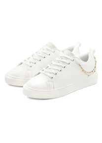 Sneaker Lascana, Damen, Gr. 42, wei&szlig;, Obermaterial: 100% Lederimitat. Decksohle: 100% Textilmaterial. Futter: 100% Textilmaterial. Laufsohle: 100% Synthetik, unifarben, Schuhe Sneaker, modisches Ketten-Element, Schn&uuml;rhalbschuhe, Freizeitschuhe VEGAN