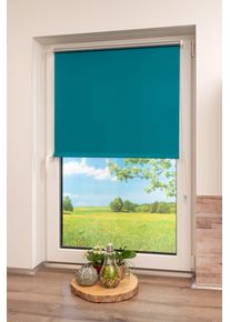 Seitenzugrollo K-home "Thermo Klemmfix-Rollo" Gr. 26, blau (petrol), B:75cm H:200cm, Polyester, Rollos, Seitenzugrollo, 1 St&uuml;ck