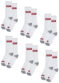 Socken LEVI'S KIDS "LHN BOX TAB HIGH CUT 6PK", M&auml;dchen, Gr. 5/6 (27/34), N-Gr, wei&szlig;, Materialmix, elastisch, Socken Socken, UNISEX
