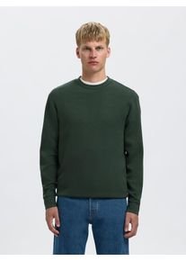 Sweatshirt Selected "SLHEMANUEL SOFT CREW NECK SWEAT NOOS", Herren, Gr. L, gr&uuml;n (deep forest), angeraute Sweatware, Obermaterial: 77% Viskose, 18% Polyester, 5% Elasthan, unifarben, regular fit h&uuml;ftlang, Rundhals, Rippb&uuml;ndchen, Sweatshirts Sweatshirt