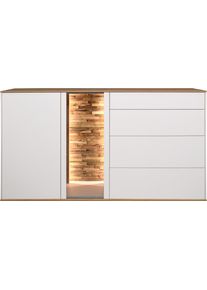 M&auml;usbacher Kommode M&Auml;USBACHER, wei&szlig; (ice wei&szlig; supermatt, asteiche), B:169cm H:90cm T:42cm, Sideboards, Kommode, Faro Sideboard B 169 cm, inkl. Beleuchtung, Push to open Funktion