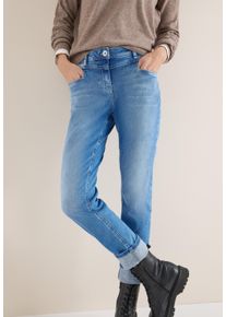 5-Pocket-Jeans Cecil "Style Scarlett", Damen, Gr. 32, L&auml;nge 28, blau (light blau wash), Denim/Jeans, Obermaterial: 77% Baumwolle, 20% Polyester, 3% Elasthan. Futter: 52% Polyester, 48% Baumwolle, unifarben, normal 7/8-L&auml;nge, Jeans 5-Pocket-Jeans, mit Turn-up