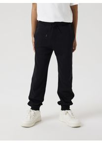 Sweathose name it "NKMVIAN NREG SWE PANT BRU NOOS", Jungen, Gr. 128, N-Gr, schwarz, angeraute Sweatware, Obermaterial: 100% Baumwolle, unifarben, normal normal, Hosen Sweathose