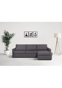 Schlafsofa Home Affaire "GOLDPOINT Ecksofa 264 cm, Liegefl&auml;che (140/200cm), L-Form", grau (anthrazit), B:264cm H:85cm T:157cm, 85% PES. 15% Polypropylene, Sofas, Schlafsofa, Bettfunktion, Bonell-Federkernmatratze und Dauerschl&auml;fer-Funktion