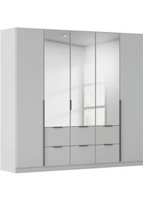 Dreht&uuml;renschrank OTTO HOME "Kleiderschrank Schrank Garderobe AGORDO mit Dekor- oder Hochglanzfront", grau (seidengrau), B:226cm H:210cm T:54cm, Holzwerkstoff, Schr&auml;nke, Dreht&uuml;renschrank, mit Au&szlig;enschubk&auml;sten, in 7 Breiten und 2 H&ouml;hen MADE IN GERMANY