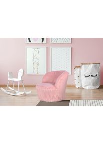 Sessel Kayoom "Kinderstuhl Nanny 225, bequemer Kindersessel", rosa (hellrosa), B:47cm H:45cm T:47cm, Kunstfell, Kieferholz, Sessel, Sessel, bequem, weiche Polsterung, flauschiger Bezug aus Kunstfell