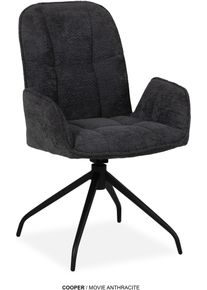 Esszimmerstuhl OMG DESIGN "Cooper", anthrazit, schwarz, anthrazit, B:58cm H:92cm T:63cm, Polyester, St&uuml;hle, Esszimmerstuhl, Drehstuhl mit auto-return, Armlehnenstuhl