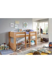 Hochbett Relita "Andi", braun (buche nachbildung melamin), Mit Lattenrost, Liegefl&auml;che B/L: 90cm x 200cm, kein H&auml;rtegrad, ohne Matratze, Hochbetten, Hochbett, wahlweise mit Rolllattenrost, inkl. Leiter, pflegel. Dekor Oberfl&auml;che