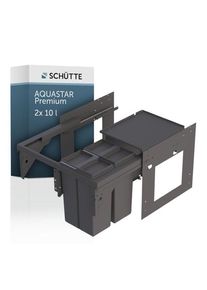 Sch&uuml;tte M&uuml;lltrennsystem SCH&Uuml;TTE "Aquastar", grau (anthrazit), B:56,2cm H:38cm T:30cm, Kunststoff, M&uuml;lleimer, M&uuml;lltrennsystem, zum Einbau, 60cm, 2 F&auml;cher, Auszug, Deckel