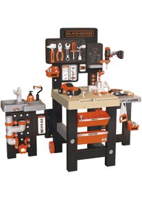 Spielwerkbank Smoby "Black + Decker, Mega Werkbank Center", bunt (schwarz, orange), Rollenspielzeug, KinderB:117cm H:103cm T:56cm, Kunststoff, Spielwerkbank, B:117cm H:103cm T:56cm